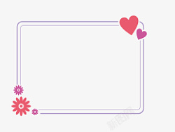 紫色分类背景紫色心形小花边框高清图片
