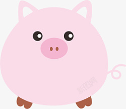 可爱动物吃饭粉色小猪矢量图高清图片