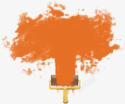 橙色油漆刷子素材刷子高清图片