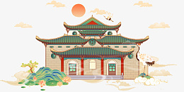 中国风礼堂建筑插画png免抠素材_新图网 https://ixintu.com 中国风 礼堂 建筑 插画