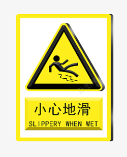 地滑标志小心地滑提示牌插画高清图片