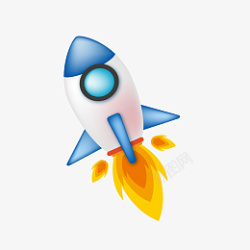 发射成功卡通蓝色的小火箭高清图片