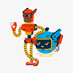 橙色机器人机器人卡通扫地橙色高清图片
