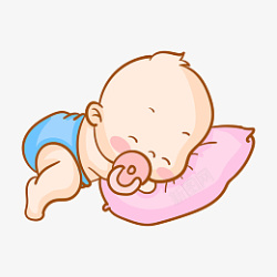 粉色的枕头手绘睡觉的婴儿插画高清图片