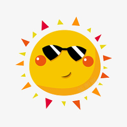 戴眼镜的太阳戴眼镜的手绘暖暖黄色可爱的太阳笑脸高清图片