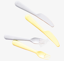 塑料刀白色和米黄色的餐具高清图片