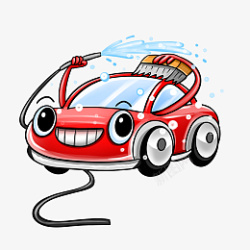拟人汽车可爱卡通拟人红色洗车汽车形象高清图片