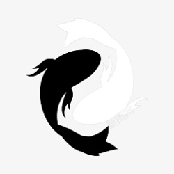 黑白阴阳鱼阴阳鱼图案元素高清图片
