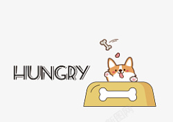 橙色卡通狗背景宠物提示hungry高清图片