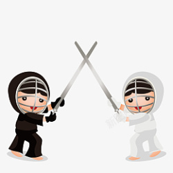 健身服版型卡通击剑运动比赛友谊切磋高清图片