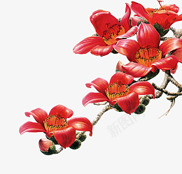 古风的红色的花png免抠素材_新图网 https://ixintu.com 古风 红色 花 植物 右上角