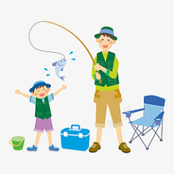 钓具通用节日彩色卡通手绘夏季钓鱼高清图片