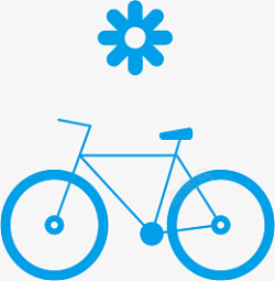 中空车花蓝色的自行车和花高清图片