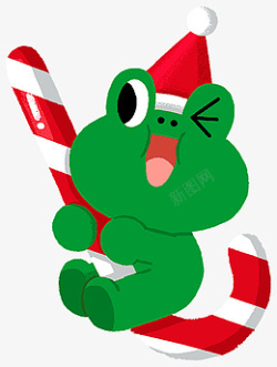 绿色青蛙圣诞节卡通装饰元素素材
