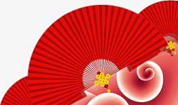 边角装饰折扇中国结红色素材