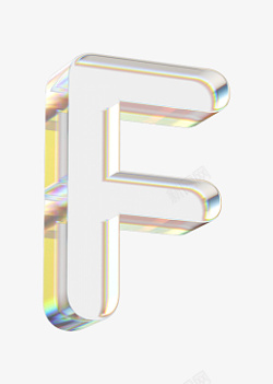 晶格立体字母F立体水晶透明金边字母F高清图片
