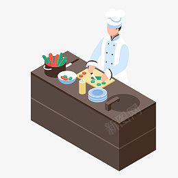 25D餐厅和厨师插画png免抠素材_新图网 https://ixintu.com 白色的厨师帽 25D餐厅 白色的盘子 美味的食物 卡通人物 25D 25d 卡通人 人