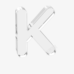 立体水晶透明字母k素材