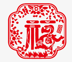 虎年春节红色剪纸新年福字素材
