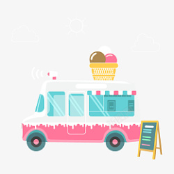 冰淇淋卡通素材冰淇淋PPT快餐车高清图片