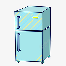 手绘卡通冰箱插画png免抠素材_新图网 https://ixintu.com 卡通电器插画 冰箱插画 家用冰箱 手绘冰箱 蓝色冰箱 蓝色