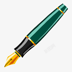 绿色文具钢笔插图素材