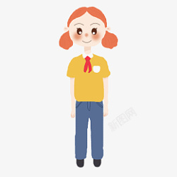 站立的小女孩胸前带着红领巾立正站立的小学生淄高清图片
