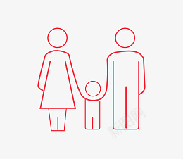 红色线条家庭图标图标