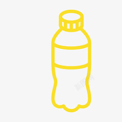 卡通按钮素材黄色一瓶矿泉水图标免扣图高清图片