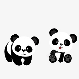 两只可爱的卡通熊猫png免抠素材_新图网 https://ixintu.com 动物 卡通 可爱 呆萌 国宝 熊猫