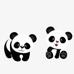 两只亲密的熊猫两只可爱的卡通熊猫高清图片