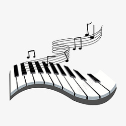 黑白钢琴琴键音符插画素材