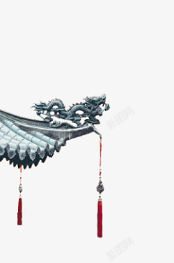 龙雕塑中国风屋檐雕塑高清图片