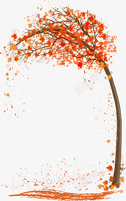 秋天树落叶png免抠素材_新图网 https://ixintu.com 秋天 树 落叶 橙红色