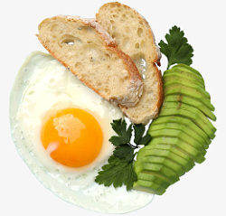 加鸡蛋健康的鸡蛋加牛油果和面包的早餐高清图片