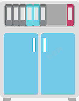 双层柜子有书架png免抠素材_新图网 https://ixintu.com 卡通 平面 装饰元素 柜子 蓝色柜子