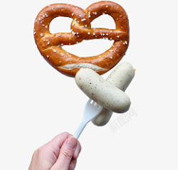 德国慕尼黑德国美食白香肠和椒盐脆饼高清图片