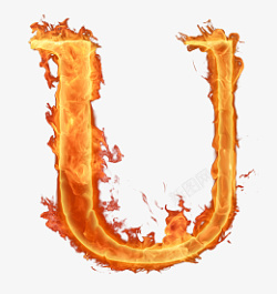 描边字母火焰效果字母U高清图片