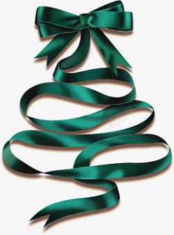 圣诞节绿色蝴蝶结树元素手绘素材