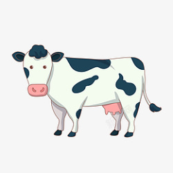 手绘小动物奶牛插画素材