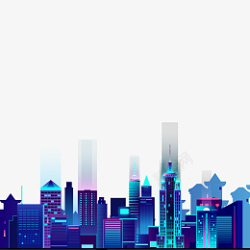 概念城市卡通蓝色的建筑城市高清图片