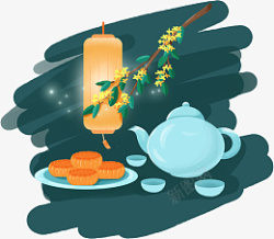 手绘中秋节月饼元素素材