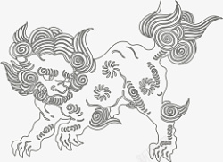 古神兽古代怪兽神兽狻猊山海经古兽矢量线稿高清图片