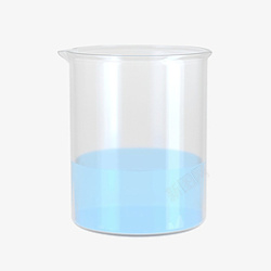 蓝色液体透明玻璃烧杯素材