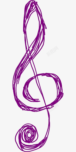 紫色手绘音符素材