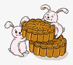 中秋节小白玉兔月饼素材