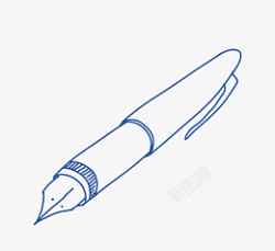矢量手绘蓝色线型钢笔插画素材