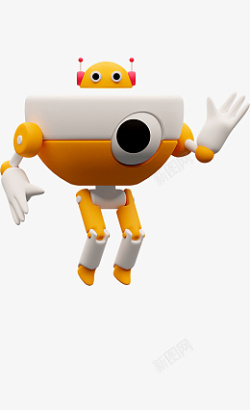 游戏3d图标黄机器人素材