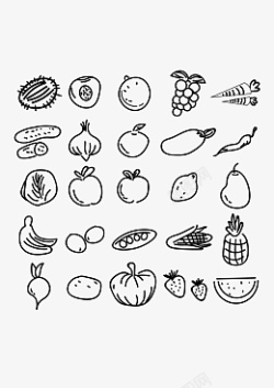 手绘水果和蔬菜矢量图素材