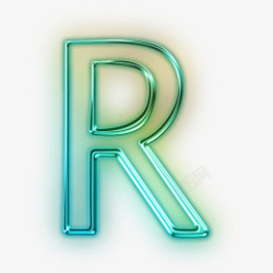 荧光字母矢量素材黄绿荧光特效大写字母R高清图片